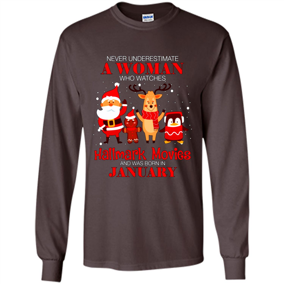 Never Underestimate A January Woman Watches Hallmark Movies Sweatshirt PINGPONG