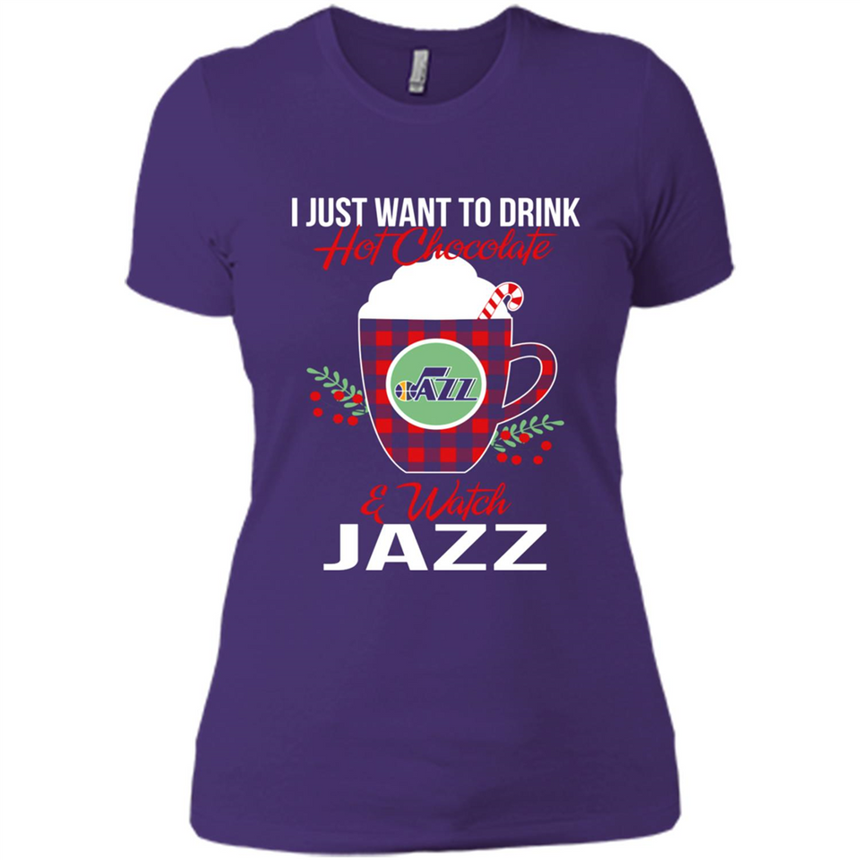I Just Want To Drink Hot Chocolate & Watch Utah Jazz Ugly Christmas Sweater PINGPONG
