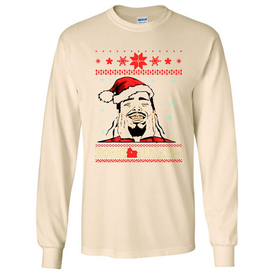 Home Malone Christmas Sweater PINGPONG - Long Sleeve T-Shirt