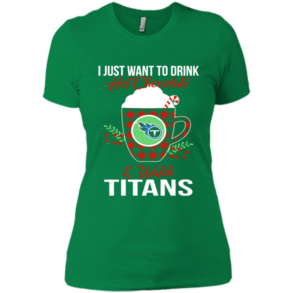 I Just Want To Drink Hot Chocolate & Watch Tennessee Titans Ugly Christmas Sweater PINGPONG