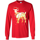 Christmas Lights Goat Wearing Santa Hat Funny Xmas - Long Sleeve T-Shirt