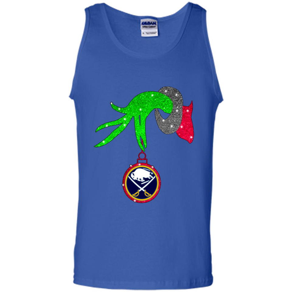 GRINCH HAND HOLDING BUFFALO SABRES GLITTER CHRISTMAS PINGPONG