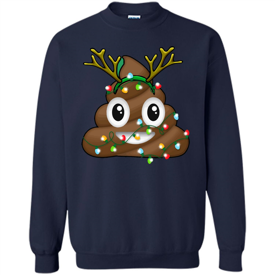 Reindeer Poop Emoji Cute Merry Christmas T-Shirt - Sweatshirt