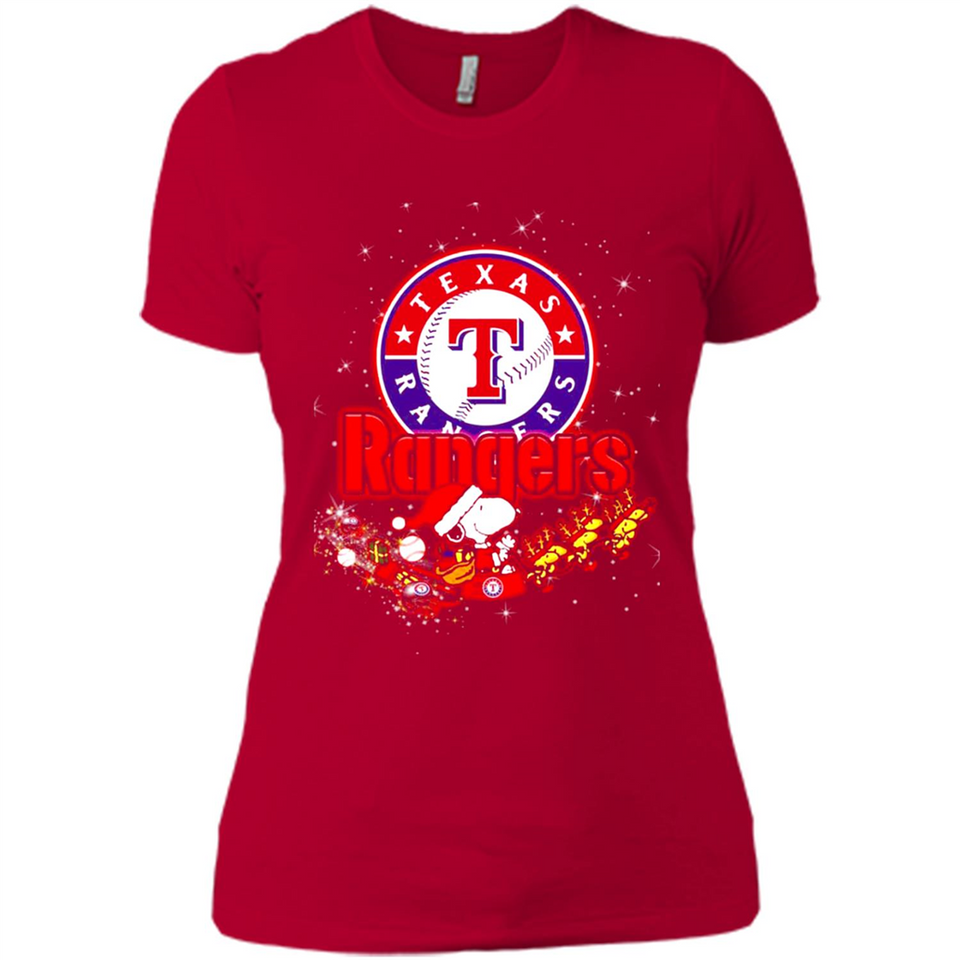 Snoopy Christmas Texas Rangers - Ladies' Boyfriend T-Shirt