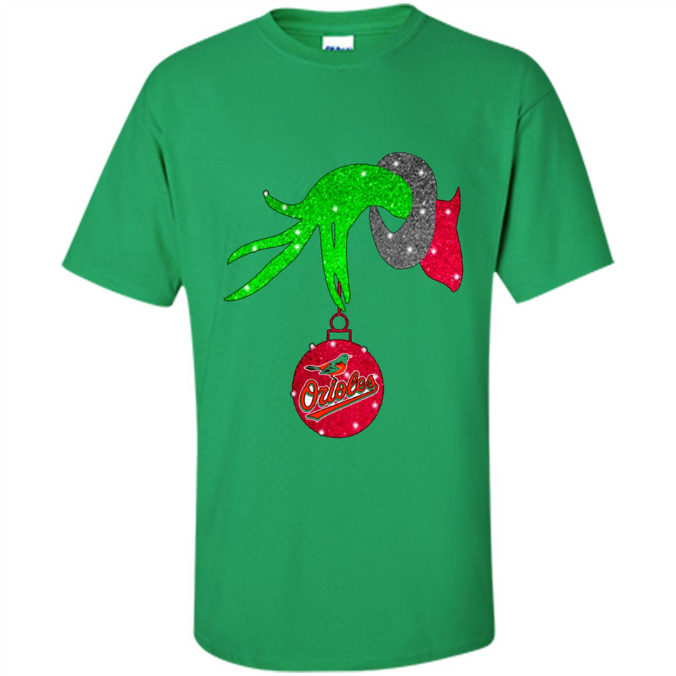 GRINCH HAND HOLDING BALTIMORE ORIOLES GLITTER CHRISTMAS PINGPONG