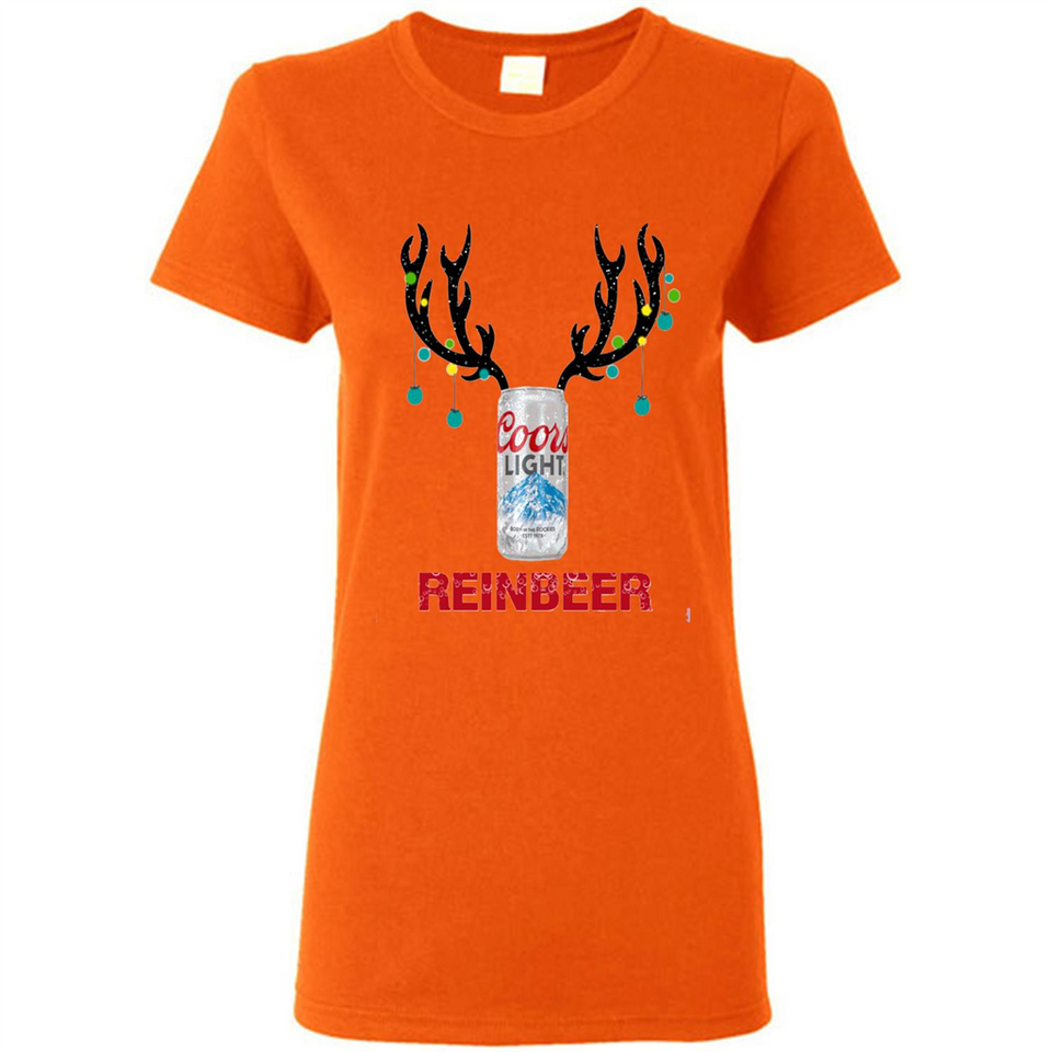 Coors Light Reinbeer Funny Beer Reindeer Christmas Sweatshirt - Ladies Short-Sleeve