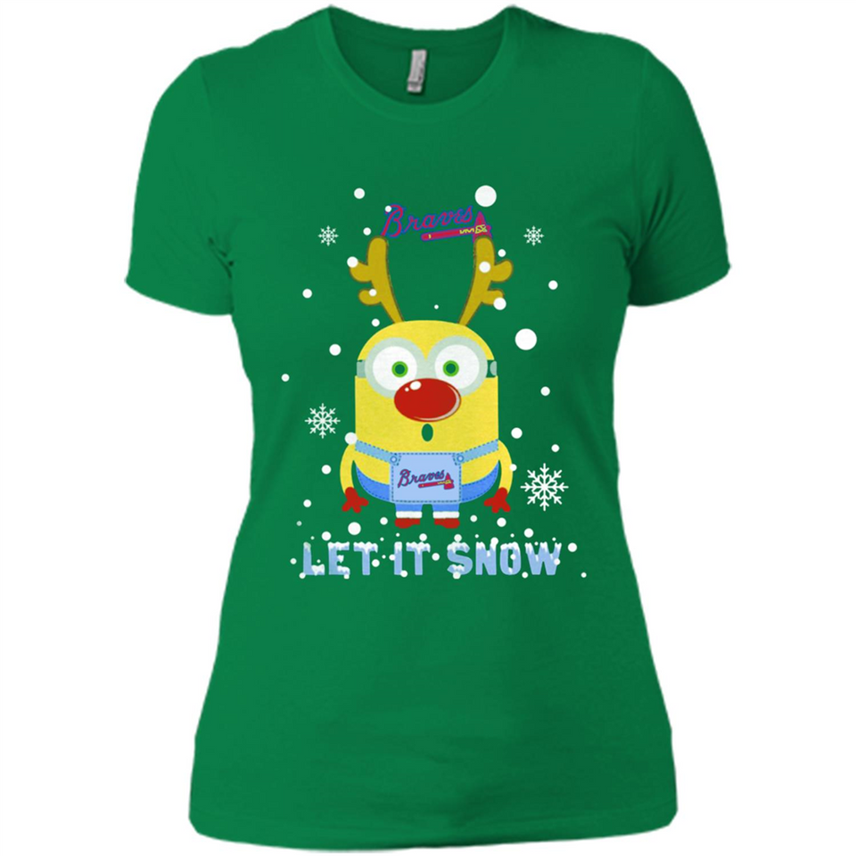 Minion Atlanta Braves Ugly Christmas Sweater Let it Snow - Ladies' Boyfriend T-Shirt