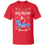 Ugly Christmas Santa Riding Dolphin - Shirt