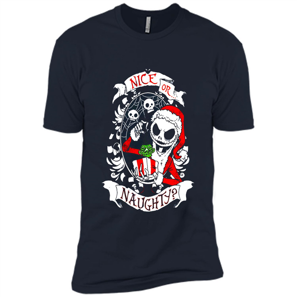 Christmas Shirt, Santa Nice Or Naughty Xmas - Premium Short Sleeve T-Shirt