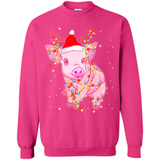 Christmas Lights Pig Wearing Santa Hat Funny Xmas - Sweatshirt