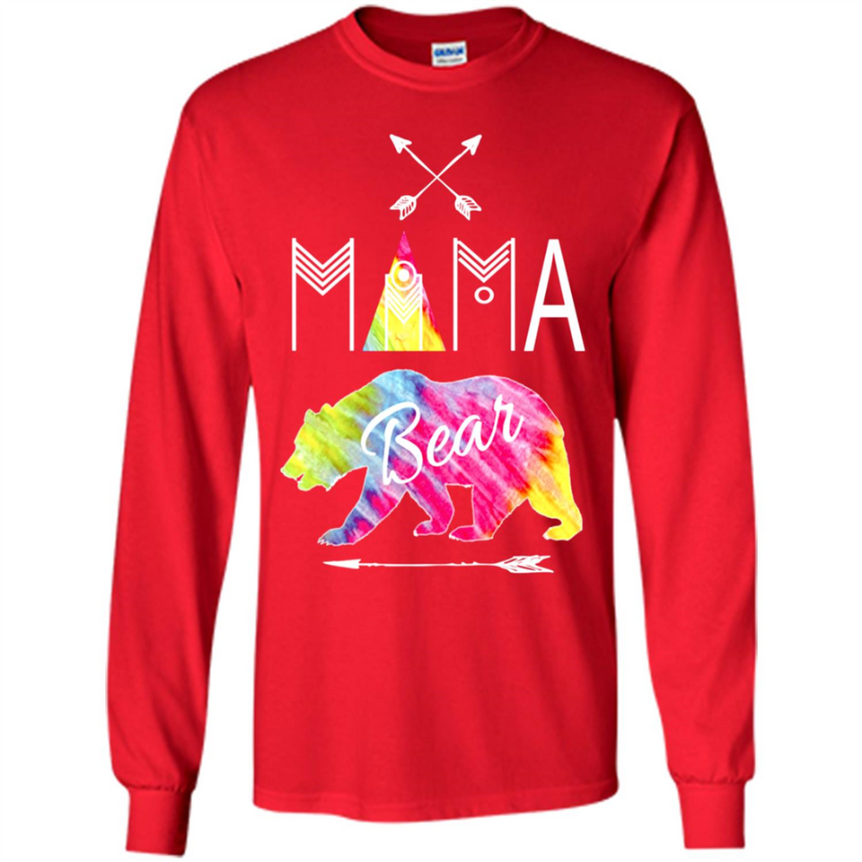 Mama Bear Shirt Tie Dye Family Vacation & Camping Tee - Long Sleeve T-Shirt