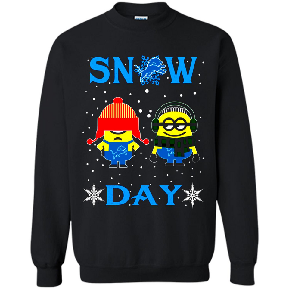 Snow Day Shirt For Detroit Lions Vs Minion Fans pingpong