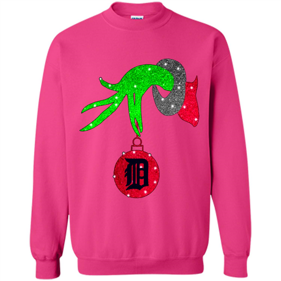 GRINCH HAND HOLDING DETROIT TIGERS GLITTER CHRISTMAS PINGPONG