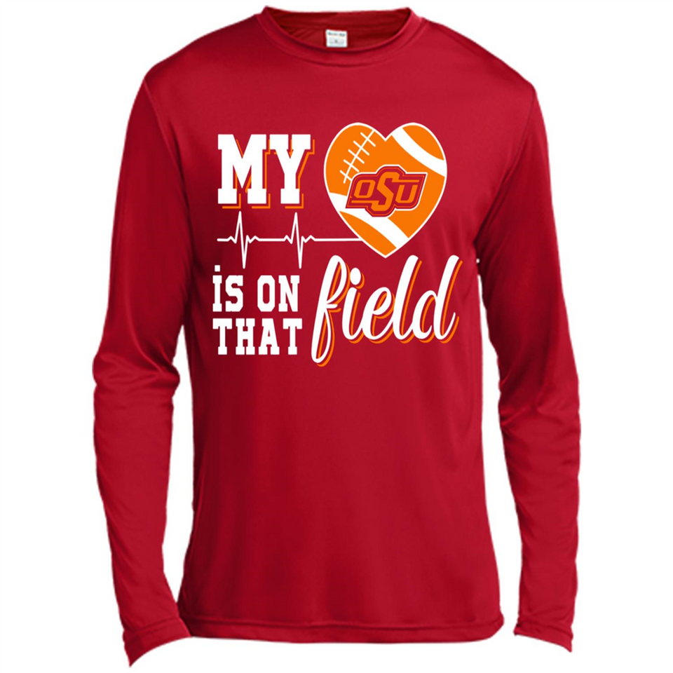 Oklahoma State Cowboys Football My Heart is on that Field - Canvas Long Sleeve T-Shirt
