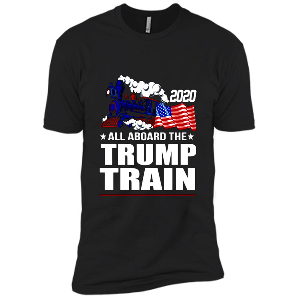 All Board The Trump Train 2020 Patriotic U.S Flag pingpong - Premium Short Sleeve T-Shirt