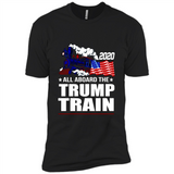 All Board The Trump Train 2020 Patriotic U.S Flag pingpong - Premium Short Sleeve T-Shirt