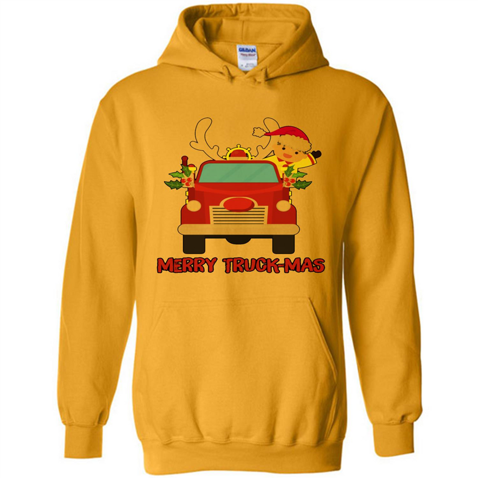 Merry Truck-Mas Christmas Fire Truck Cute Reindeer Sporty - Hoodie
