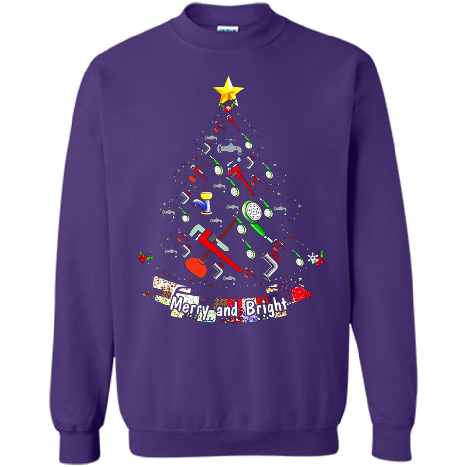 Merry And Bright Plumber Christmas Tree Shirt PINGPONG - Sweatshirt