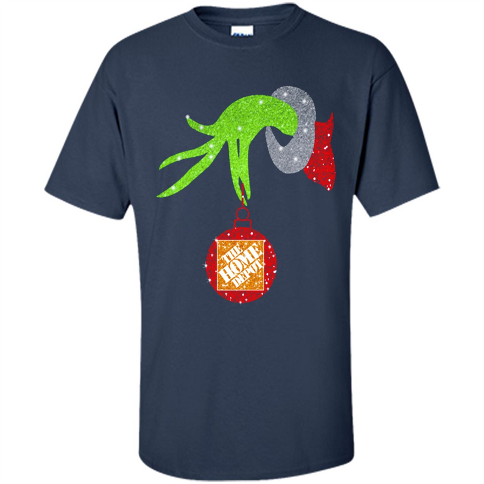 Grinch hand holding Logo HomeDepot Glitter Christmas - Shirt