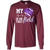 TCU Horned Frogs Football My Heart is on that Field - Long Sleeve T-Shirt
