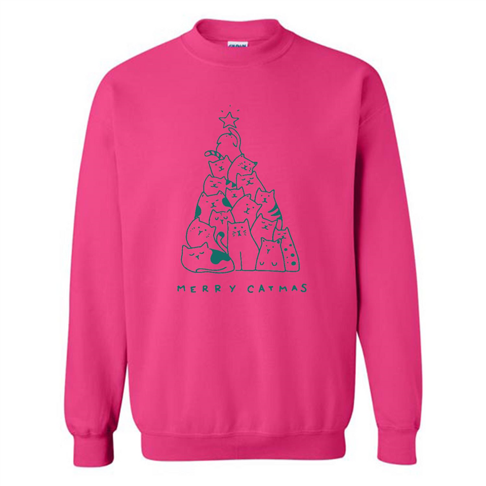 Merry Catmas Funny Cat Christmas Tree Sweatshirt - Sweatshirt