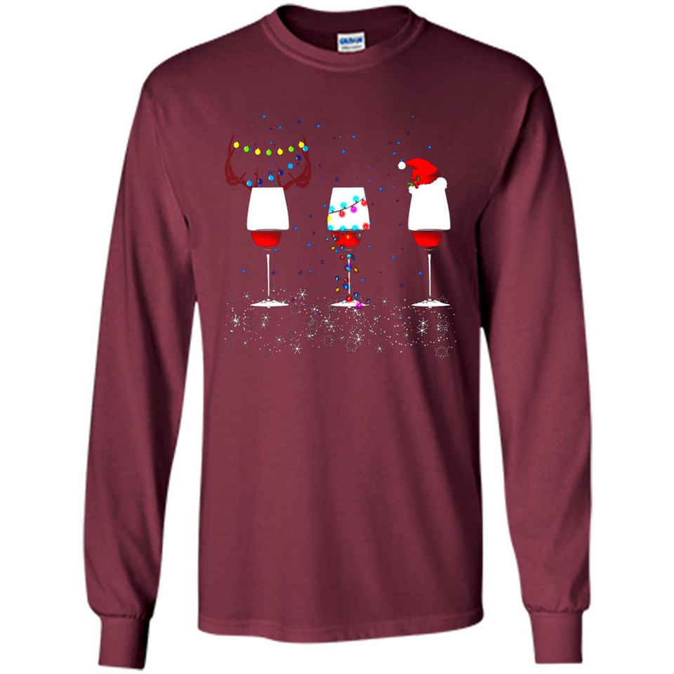 Christmas Red Wine Funny Merry Xmas Sweatshirt - Long Sleeve T-Shirt