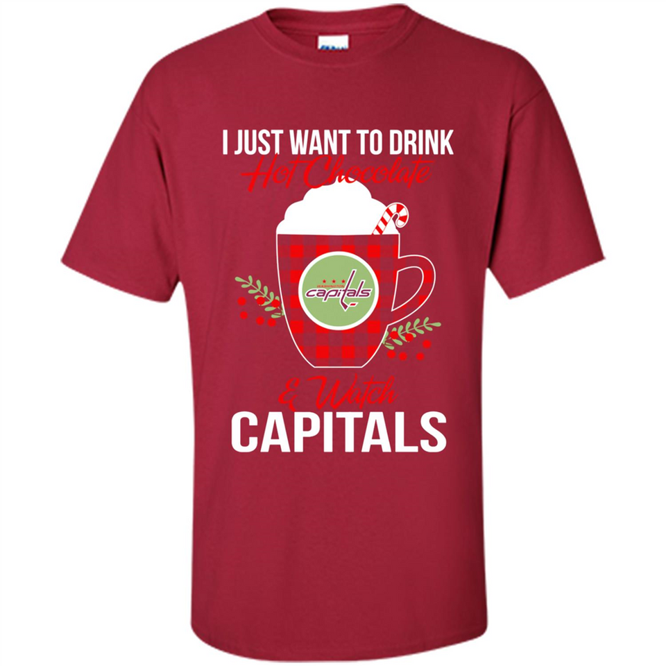 I Just Want To Drink Hot Chocolate & Watch Washington Capitals Ugly Christmas Sweater PINGPONG