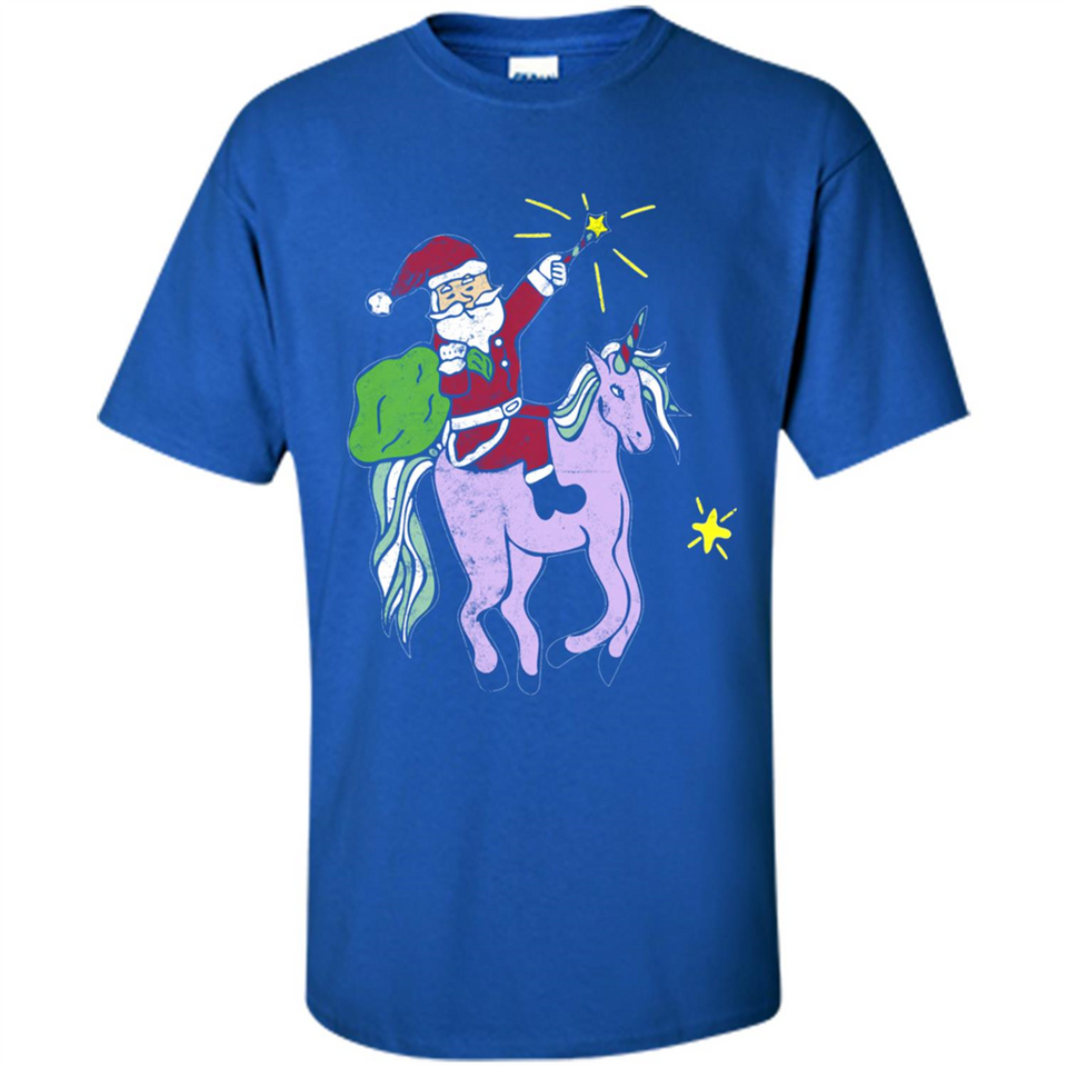 Distressed Retro Santa Riding Unicorn - Shirt