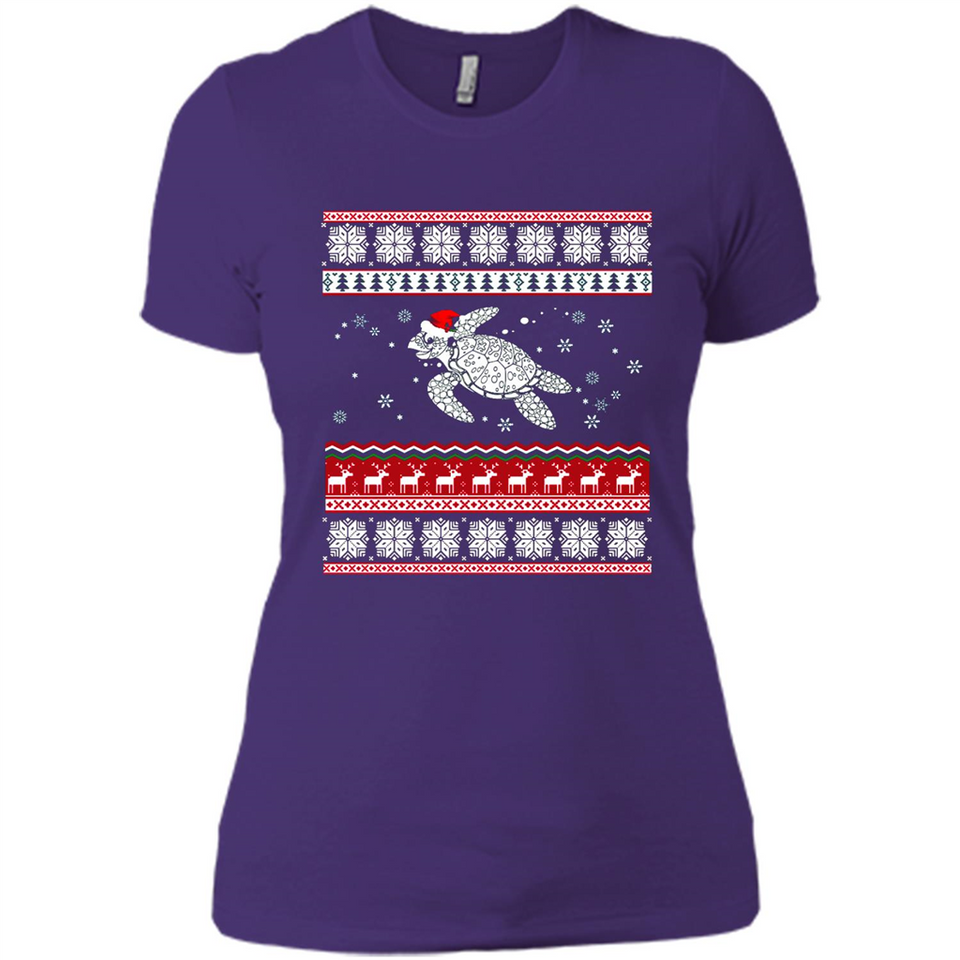 Sea Turtle Ugly Christmas T-Shirt - Ladies' Boyfriend T-Shirt