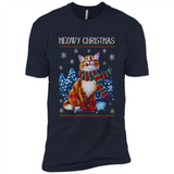 Christmas Ugly Sweater Cat With Christmas Meowy Chritstmas - Premium Short Sleeve T-Shirt