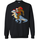Bigfoot Riding Dinosaurus T-Shirt Funny Bigfoot Santa - Sweatshirt