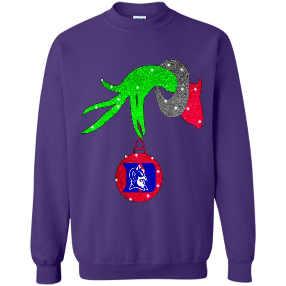 GRINCH HAND HOLDING DUKE BLUE DEVILS GLITTER CHRISTMAS PINGPONG