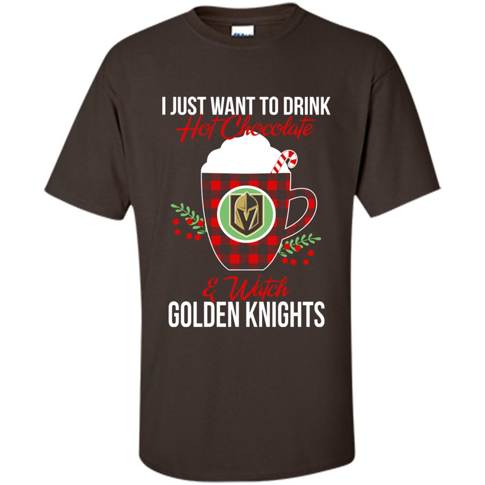 I Just Want To Drink Hot Chocolate & Watch Vegas Golden Knights Ugly Christmas Sweater PINGPONG