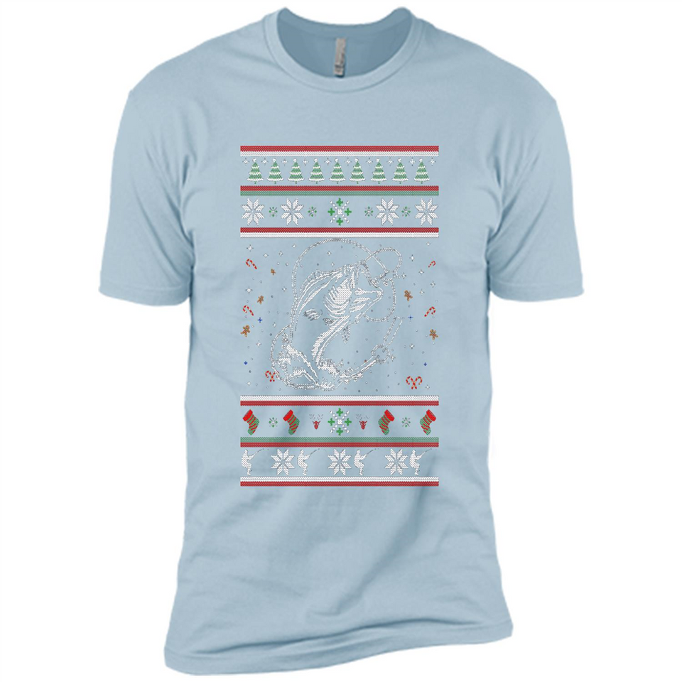 Christmas Ugly Sweater Fishing Ugly Christmas Sweater - Premium Short Sleeve T-Shirt