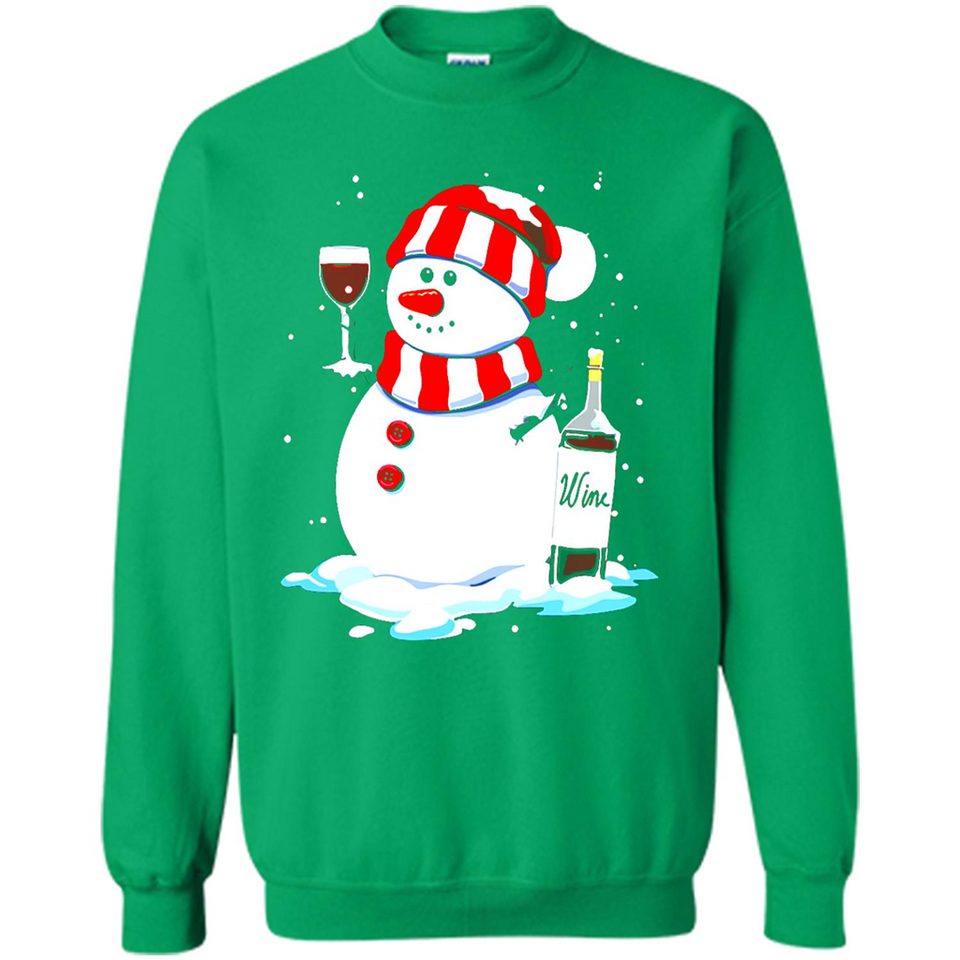 Cute Snowman drink Red Wine Christmas T-Shirt - Sweatshirt