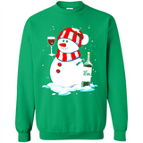 Cute Snowman drink Red Wine Christmas T-Shirt - Sweatshirt