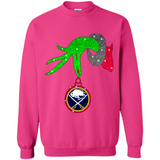 GRINCH HAND HOLDING BUFFALO SABRES GLITTER CHRISTMAS PINGPONG