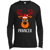 Prancer Reindeer Santa Claus Funny Xmas Holiday T-Shirt - Canvas Long Sleeve T-Shirt