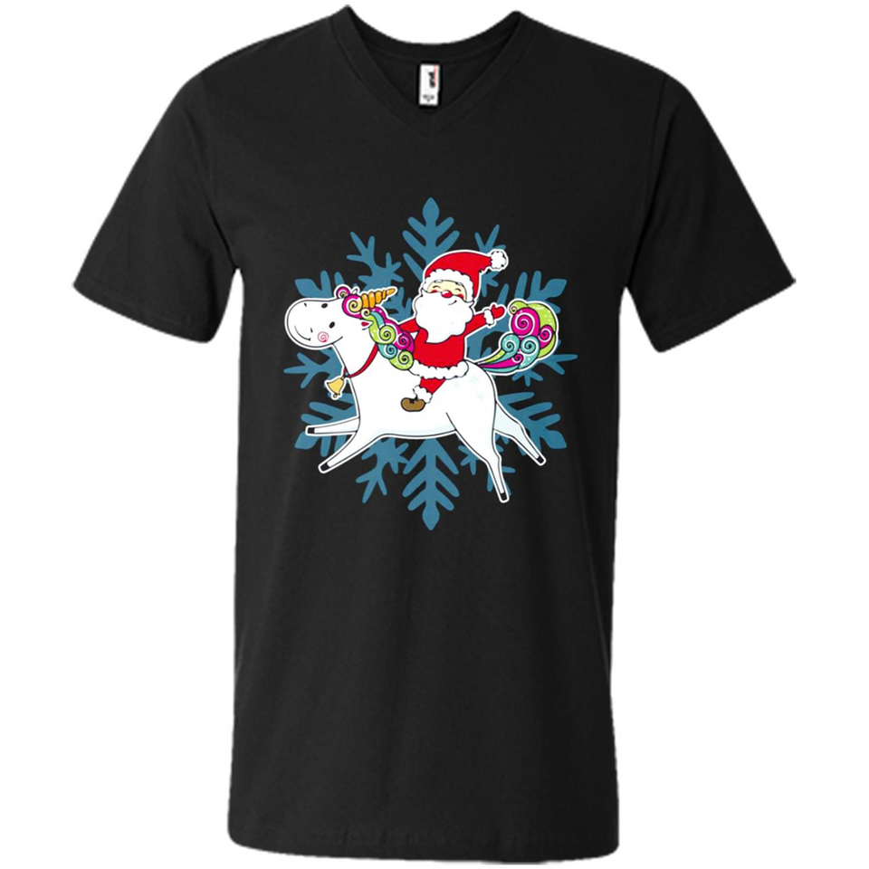 Unicorn And Santa Christmas 1 - Men's V-Neck