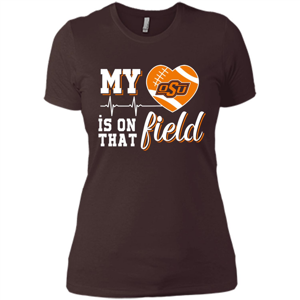 Oklahoma State Cowboys Football My Heart is on that Field - Ladies' Boyfriend T-Shirt
