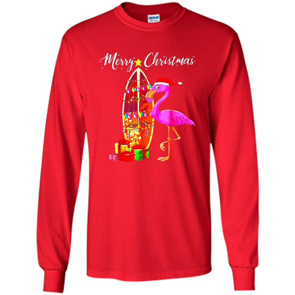 Flamingo Christmas Shirt, Merry Christmas Shirt , Flamingo - Long Sleeve T-Shirt