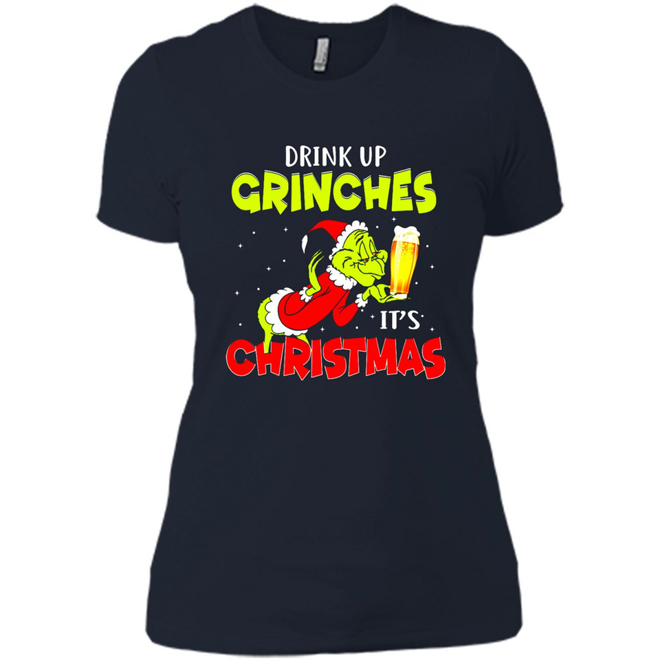 Drink Up Grinches it_s Christmas - Merry Xmas Sweatshirt - Ladies' Boyfriend T-Shirt