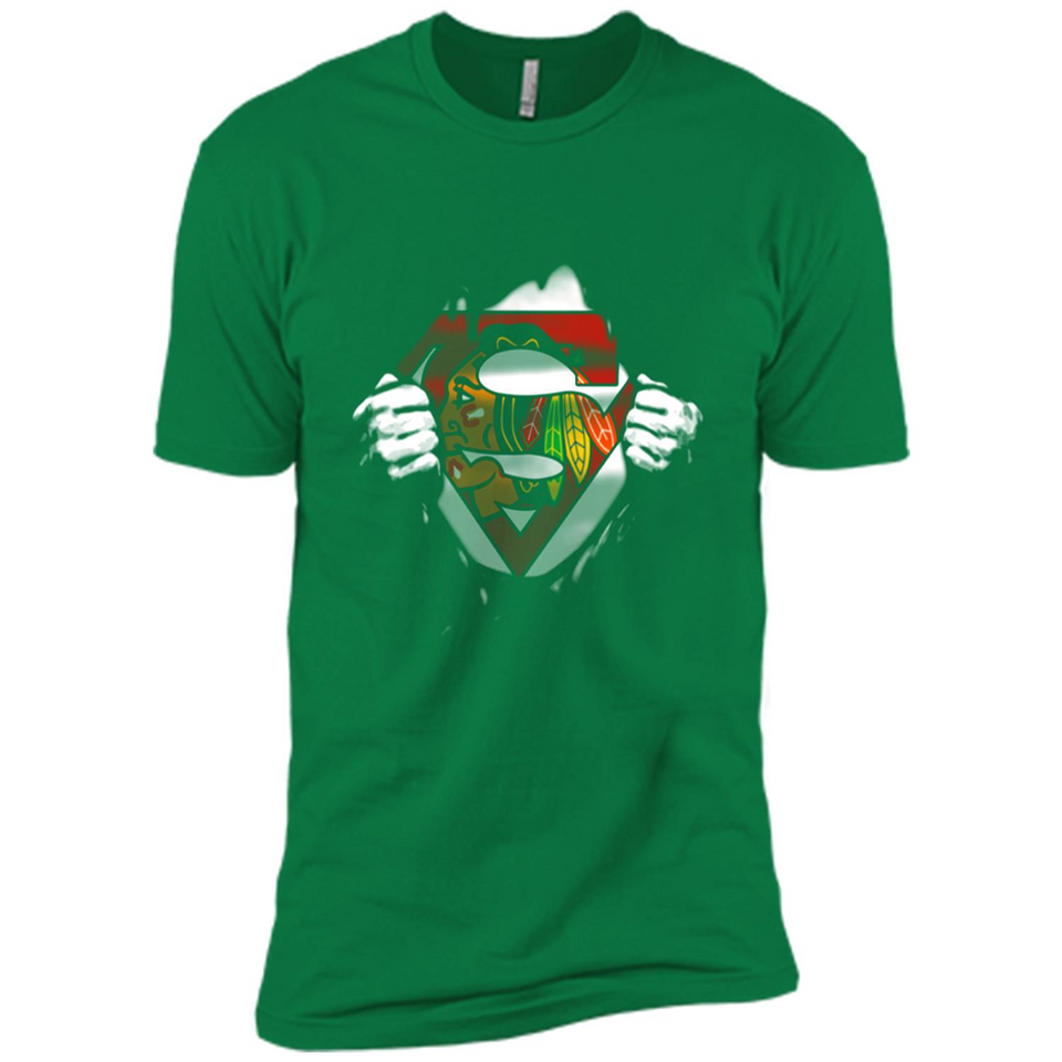 Chicago Blackhawks And Superman Fans - Premium Short Sleeve T-Shirt