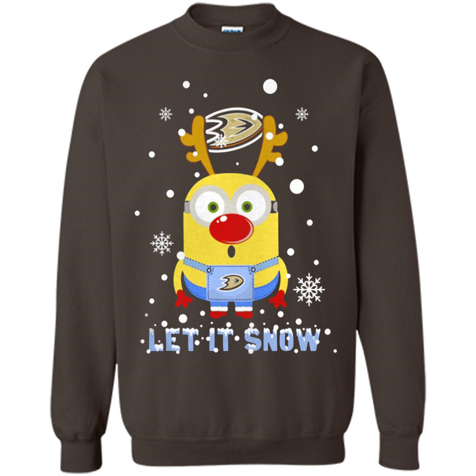 Minion Anaheim Ducks Ugly Christmas Sweater Let it Snow - Sweatshirt