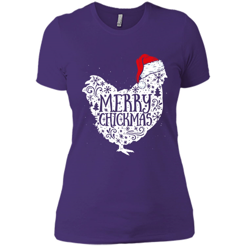 Chicken Christmas T Shirt Merry Chickmas Santa Claus Gifts - Ladies' Boyfriend T-Shirt