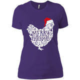 Chicken Christmas T Shirt Merry Chickmas Santa Claus Gifts - Ladies' Boyfriend T-Shirt