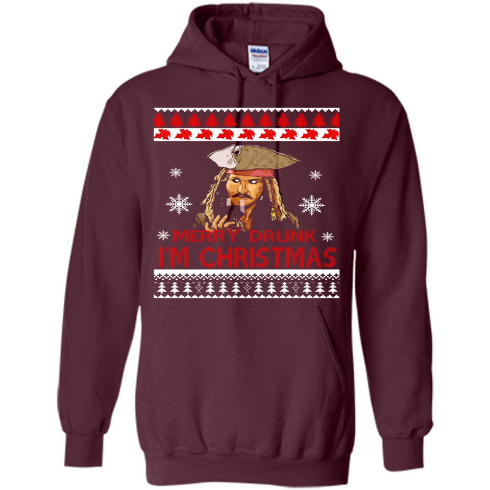Jack sparrow Merry Drunk I'm Christmas - Hoodie