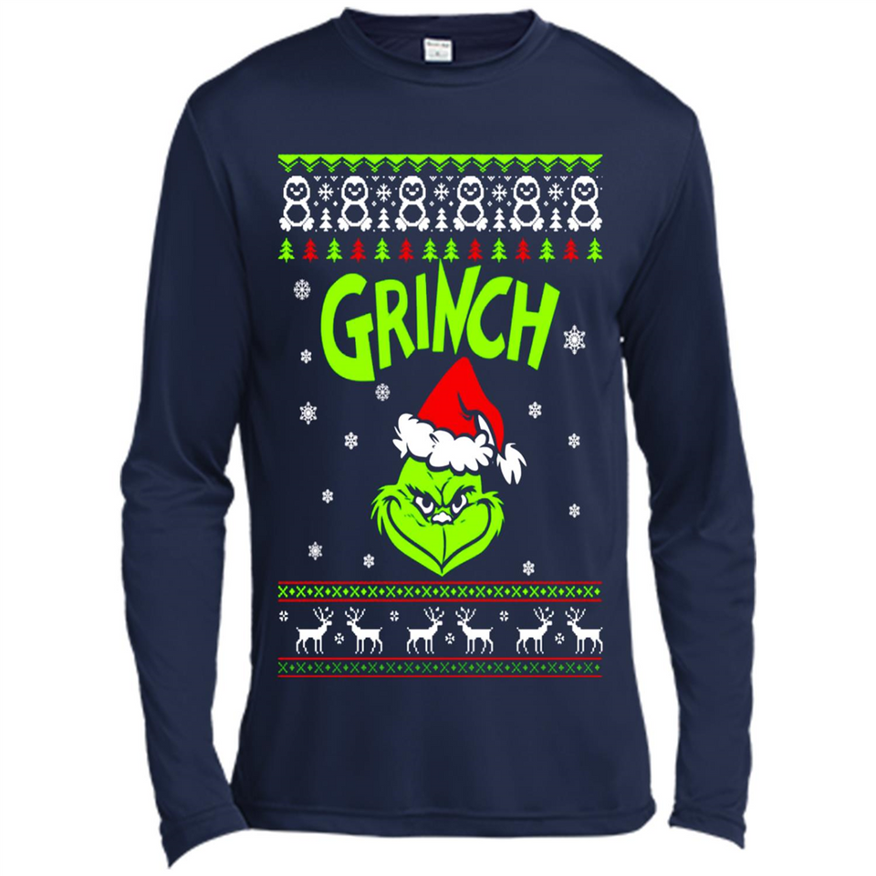 The Grinch Face Christmas - Canvas Long Sleeve T-Shirt