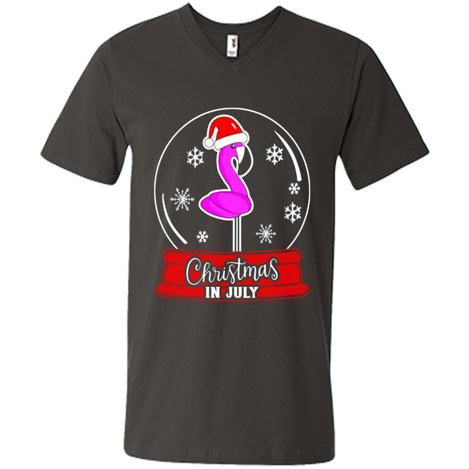 Christmas In July Flamingo Snow Globe Santa Hat - Men's V-Neck
