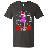 Christmas In July Flamingo Snow Globe Santa Hat - Men's V-Neck